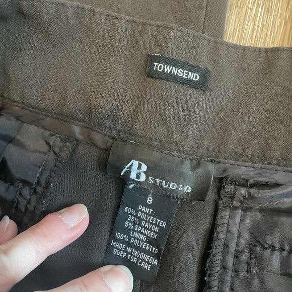 AB Studio - Townsend - Flat Front Wide Leg Dress Pants - Brown - Ladies Size 8 - Picture 6 of 13
